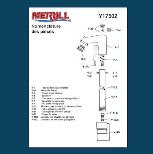 eclate de pieces robinet fermeture auto francais